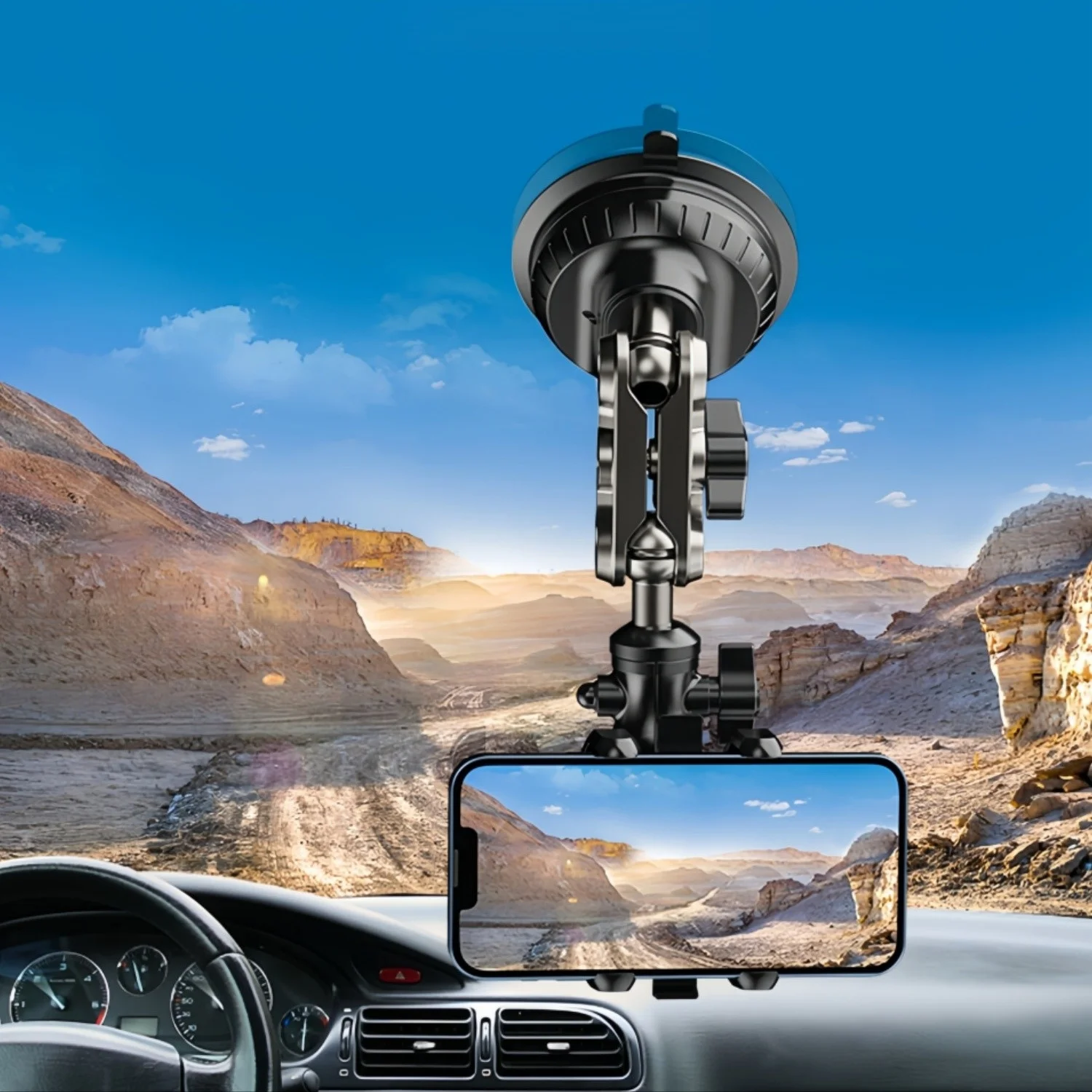 

Super Stable Car Phone Holder on Dashboard Windshield Metal Arm Professional-Grade Smartphone Mount 360° Rotation Lazy Bracket