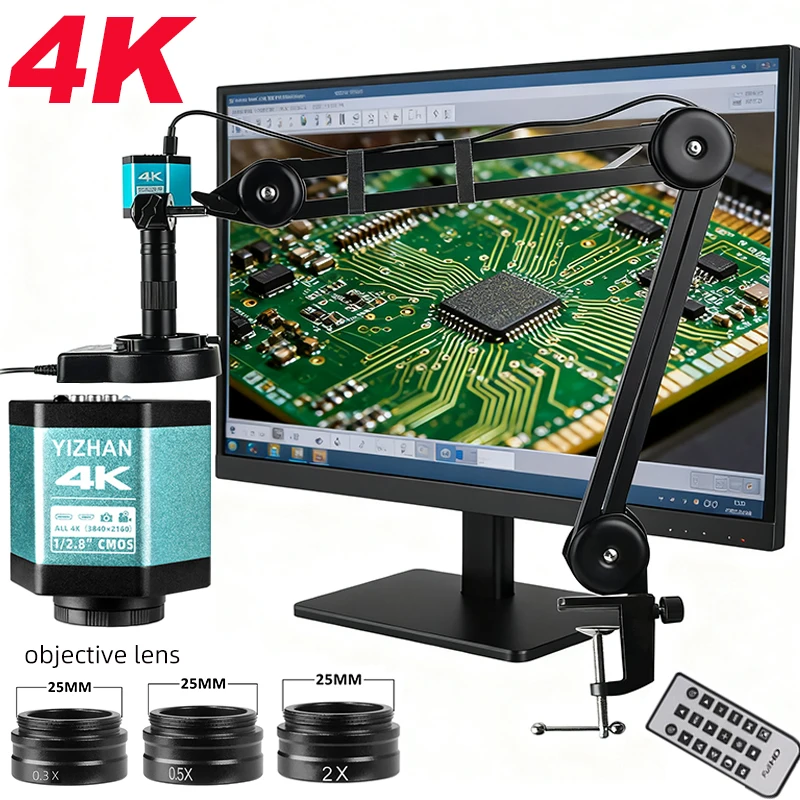 YIZHAN 4K Digital Microscope HDMI Type-c 48MP Video Camera with Measurement Software For PCB Soldering Repair,Jewelry Inspection