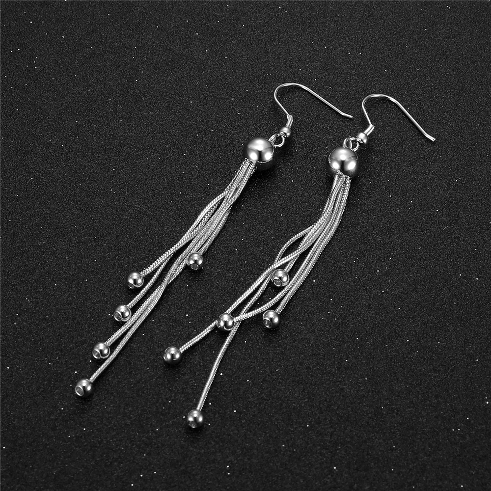 Korean Long Tassel Drop Earrings Female Gold Silver Color Stainless Steel Geometric Earrings for Women Fashion Jewelry Gift