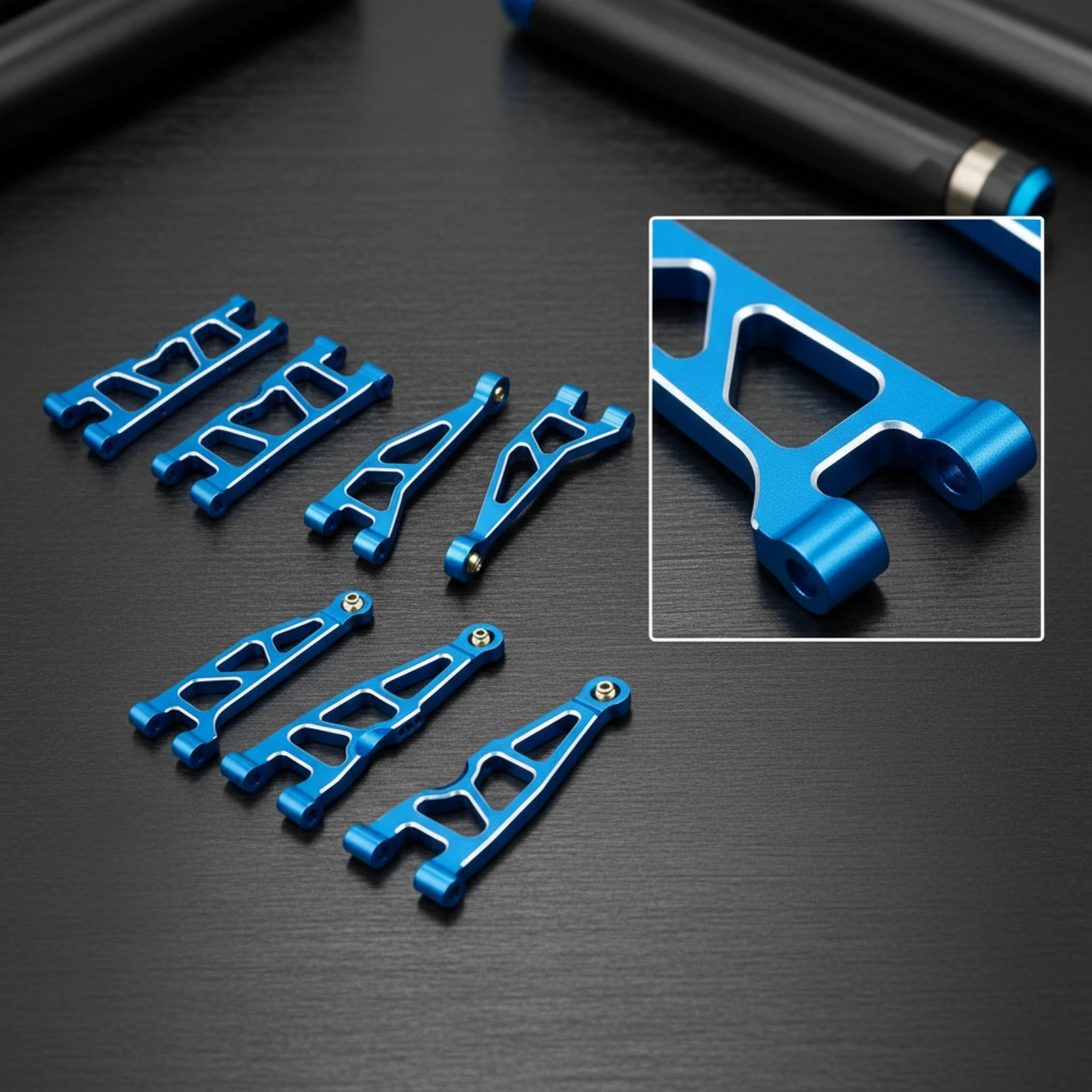 8 Pieces RC Damping Control Arms Machined RC Control Arms with Bushings Front Damping Arm Lightweight Parts Upgrade