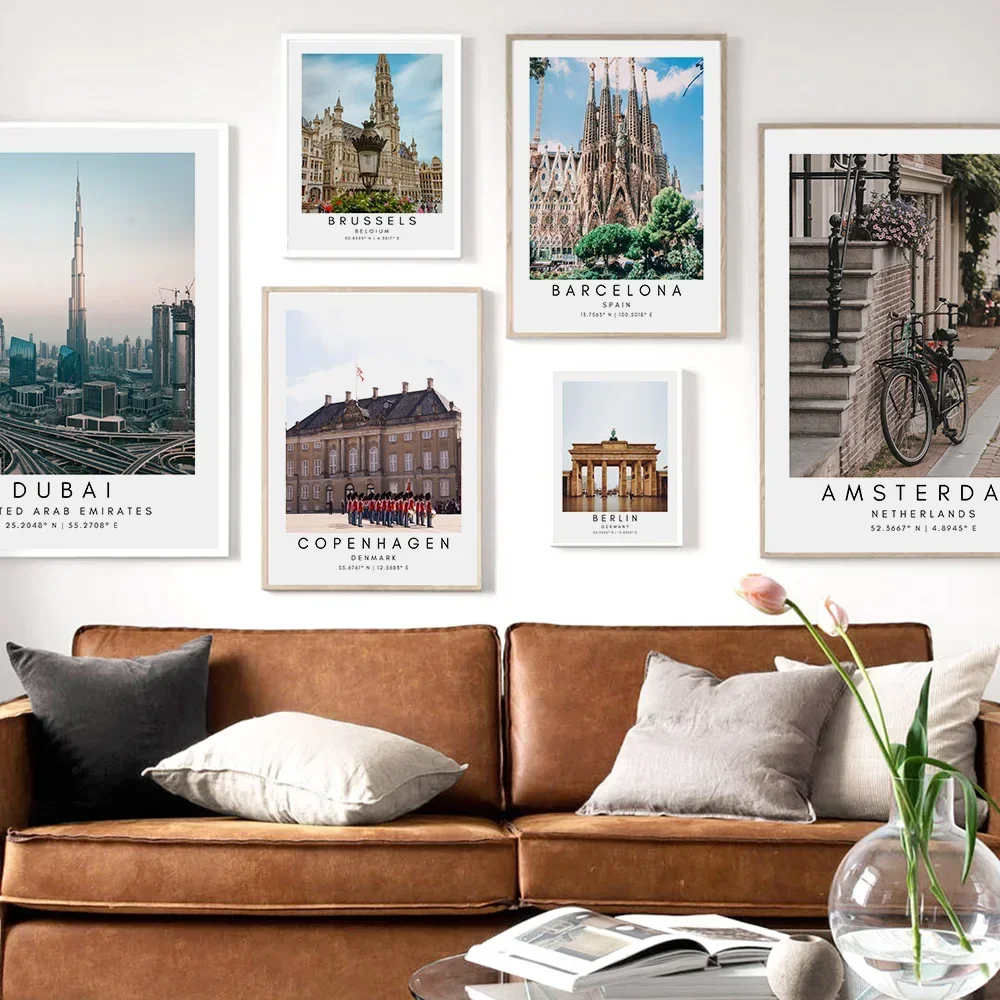Canvas Painting Modern Design Nordic Art Home Wall Decor Paris London Munich Rome City Travel Posters Bedroom Living Pictures