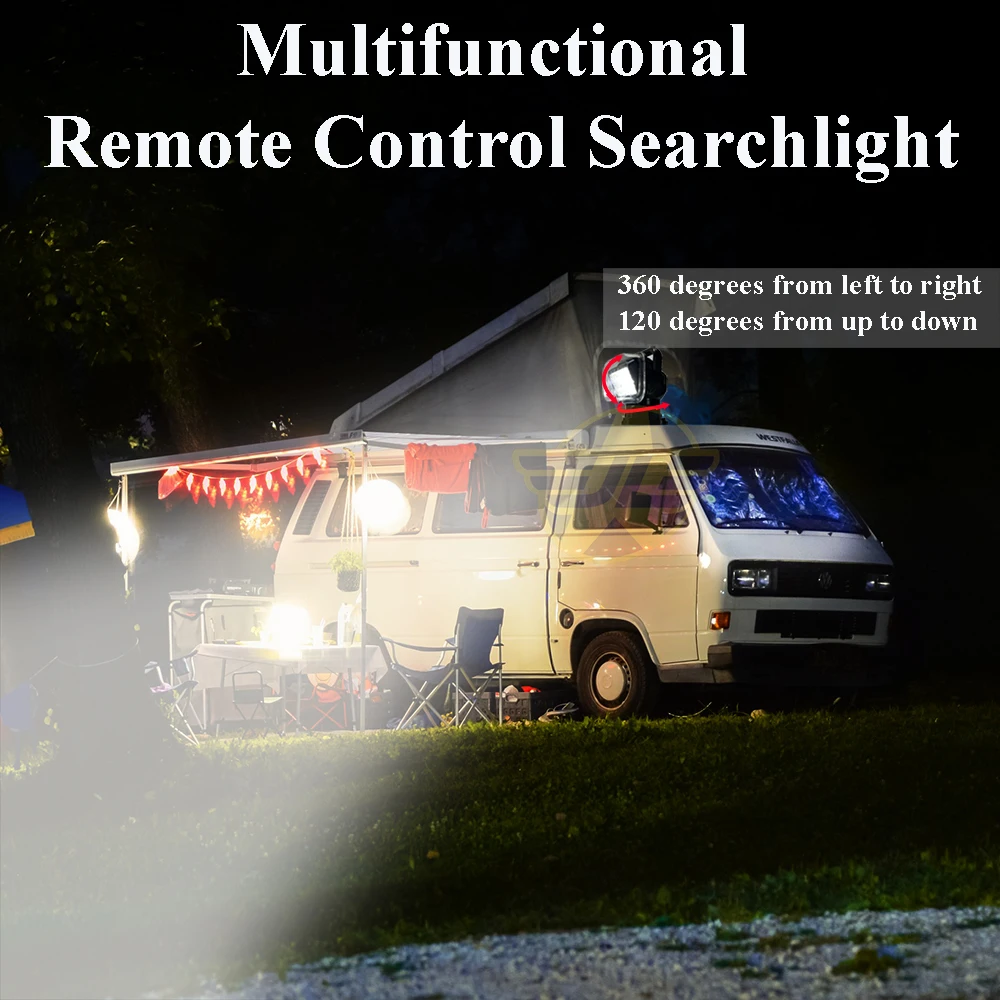 LED ไฟฉายลําแสงสีขาวแบบชาร์จไฟได้สปอตไลท์ทํางานสําหรับรถบรรทุกหมุนได้ 360 องศาไฟตัดหมอกหลังคารถ