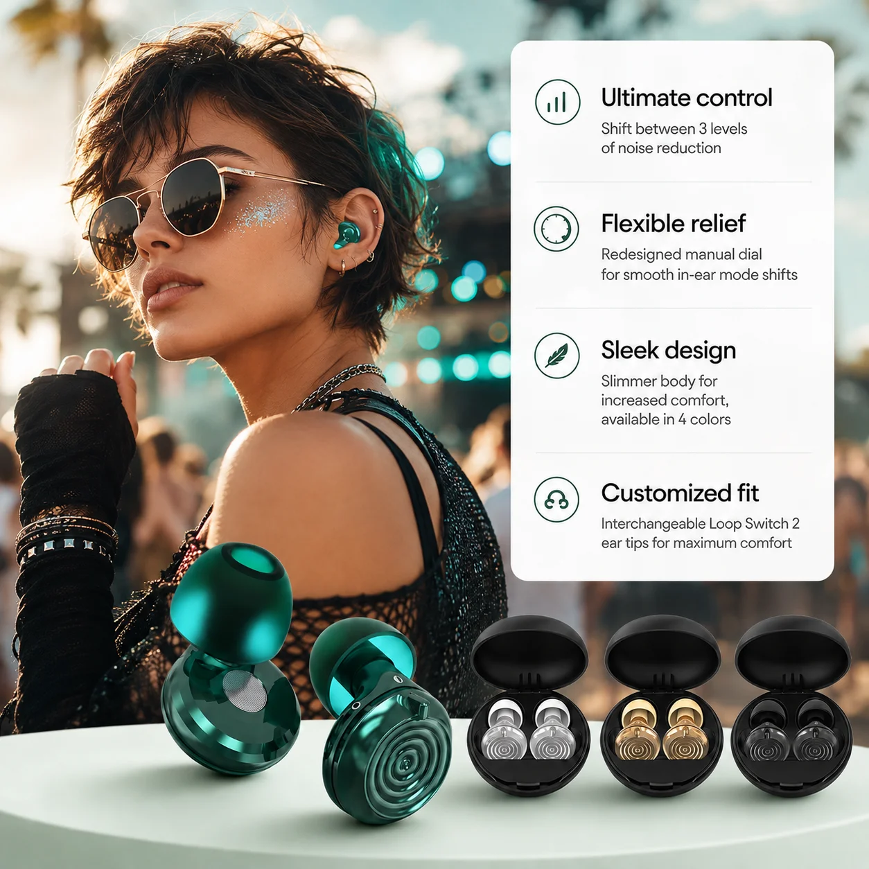 Olyga Adjustable Sound Insulation Music Earplugs Anti-noise Small Ear Canal Ear Plug for Concert Festivals, Drummers, DJS