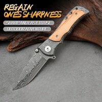 New Damascus stainless steel folding knife camping outdoor survival knife fruit knife