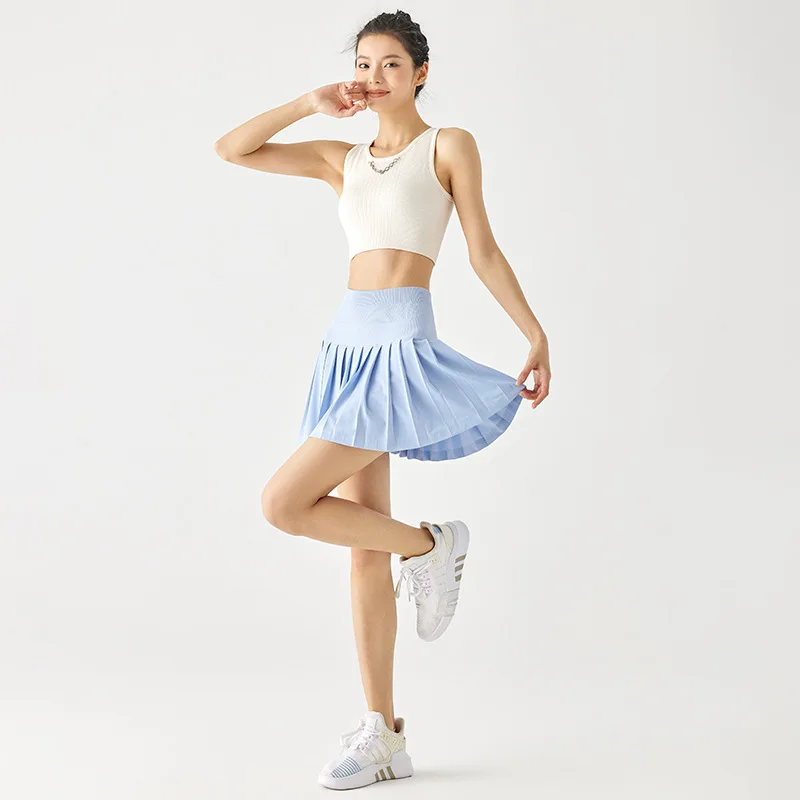 Women Fake Two Piece Pleated Tennis Skirt Anti-Exposure Sun Protection Sports Skirt High Waist Versatile Casual Outdoor Activewe