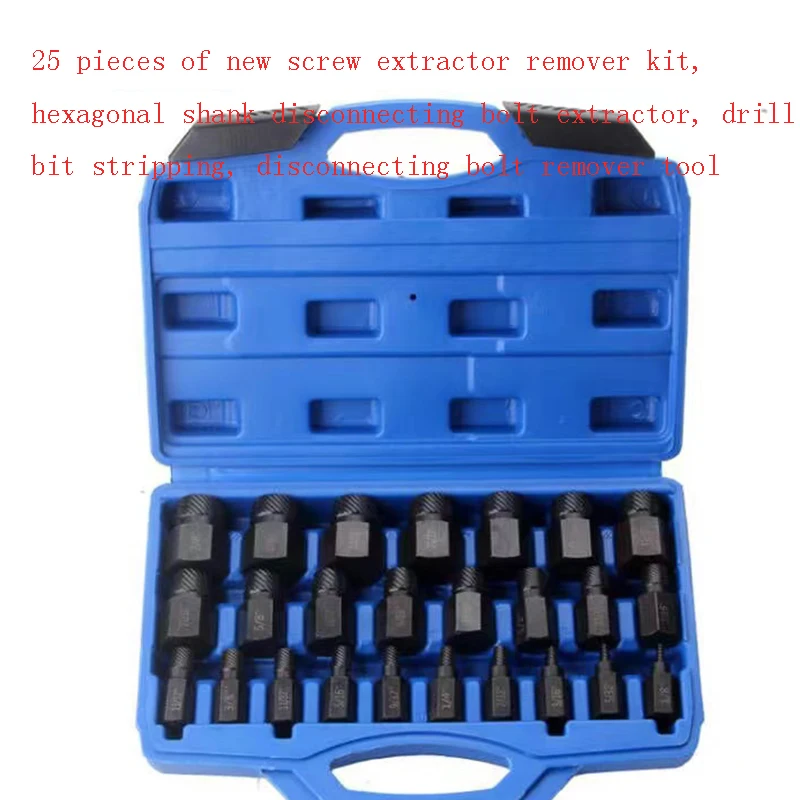 25pcs New Damaged Screw Extractor Hexagon Bolt Removal Tool Inch Broken Head Screw Extractor