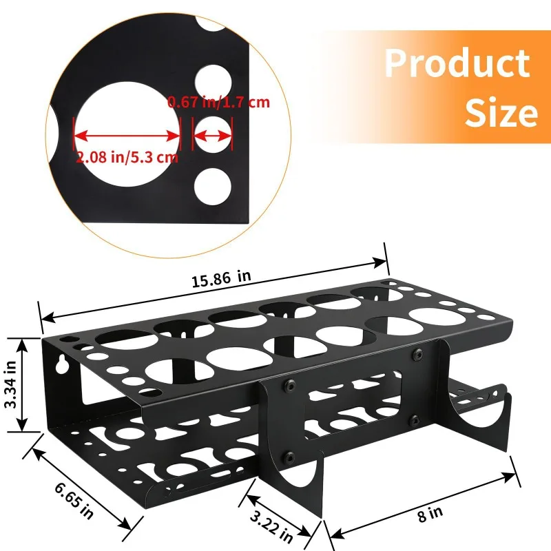 12 Slot Metal Wall Mount Caulk Tube Storage Rack Pipe Fixing Holder Sealant Tool Organizer