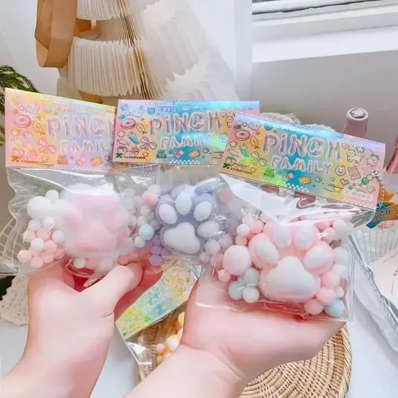Cute Cat Paw Squishy Toy Soft Squeeze Stress Relief Toy Sticky Pinching Decompression Abreact Relax Fidget Toys for Kids Adults