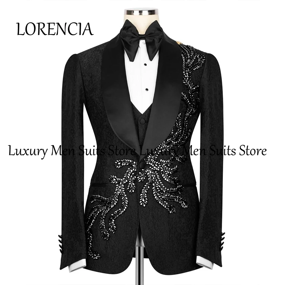 بدل جاكار فاخرة للرجال 3 قطع شال طوق البدلات الرسمية ملابس الحفلات المسائية مخصصة السترة السراويل سترة Somerset heren