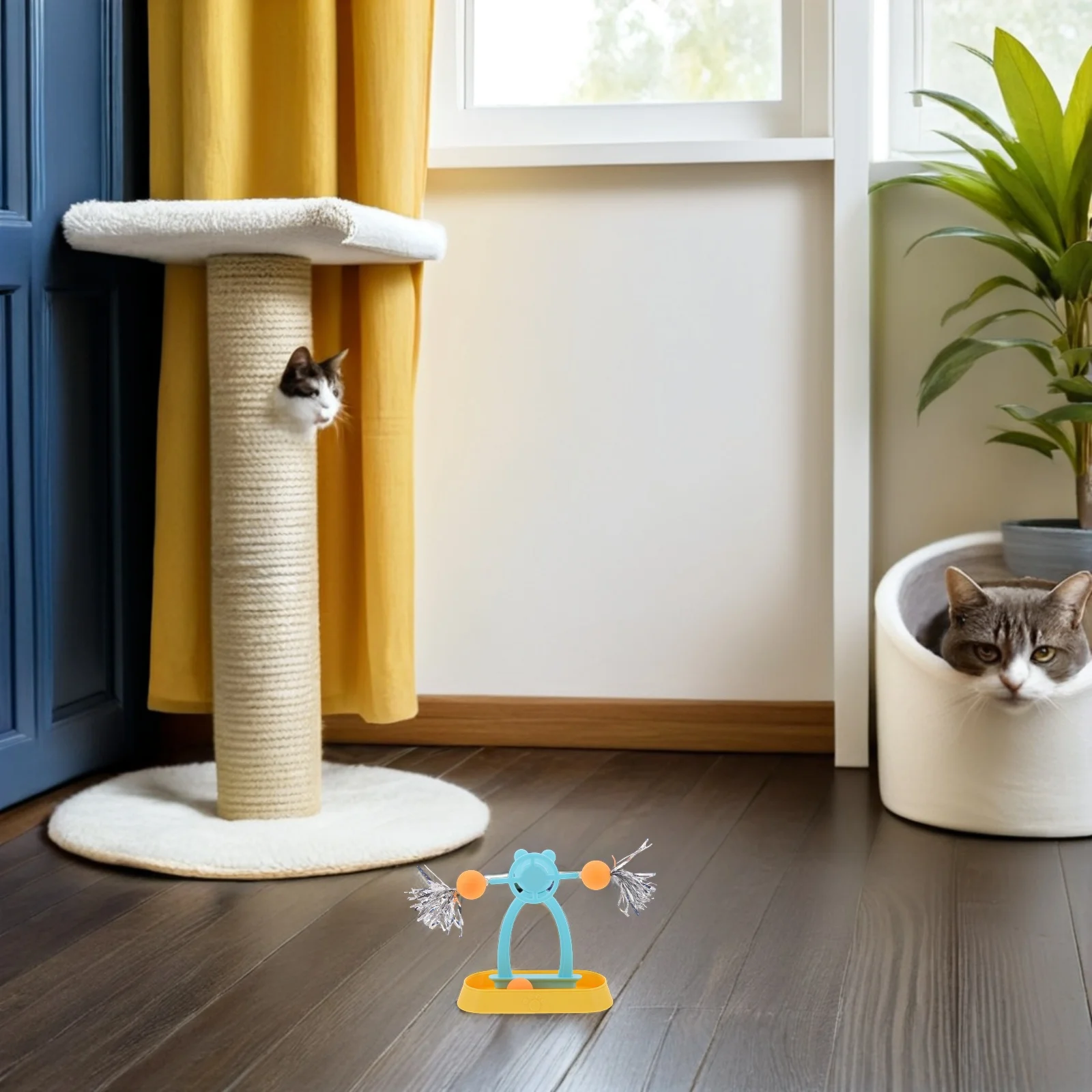 

Interactive Cat Windmill Ball Teaser Wand For Indoor Cats Kitten Exercise Mental Stimulation Plaything Enrichment Pet