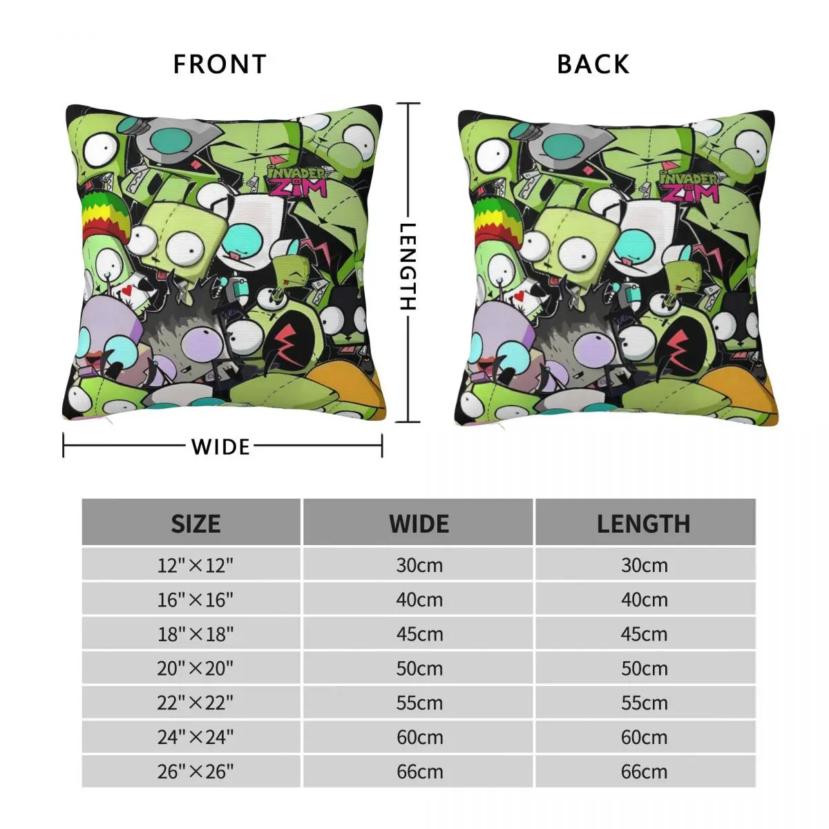 Invaders Zims Movie Pillow Cover Morden Pillow Case Polyester Graphic Cushion Cover Pillowcases For Wedding Party Home Decor