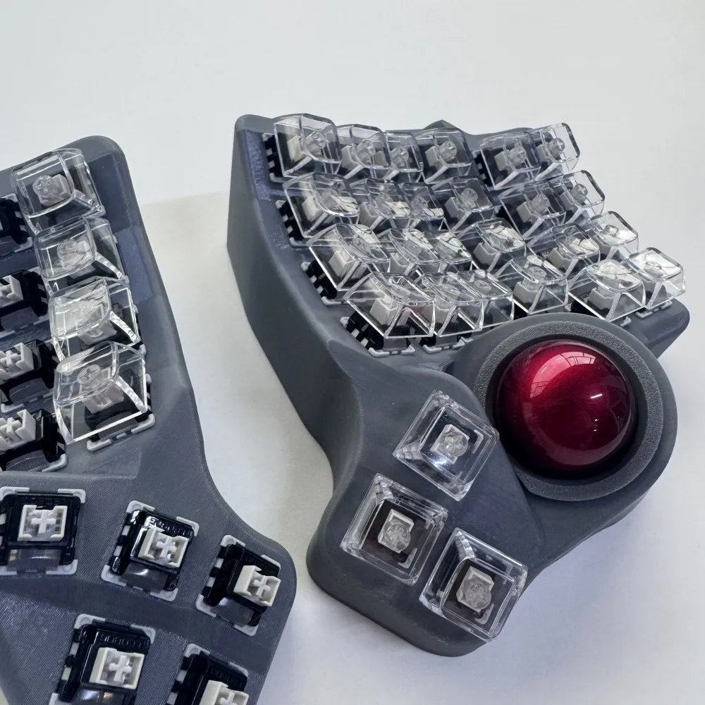 New Charybdis MK2 Curved Split Keyboard Kit 4x6 Custom Trackball Bluetooth Wireless Dual-mode Hot Swap Split Mechanical Keyboard