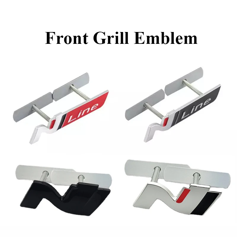 3d Metal Chrome Black Red Nline N Line Logo Car Grill Emblem Trunk Badge N Line Decal Sticker Accessories