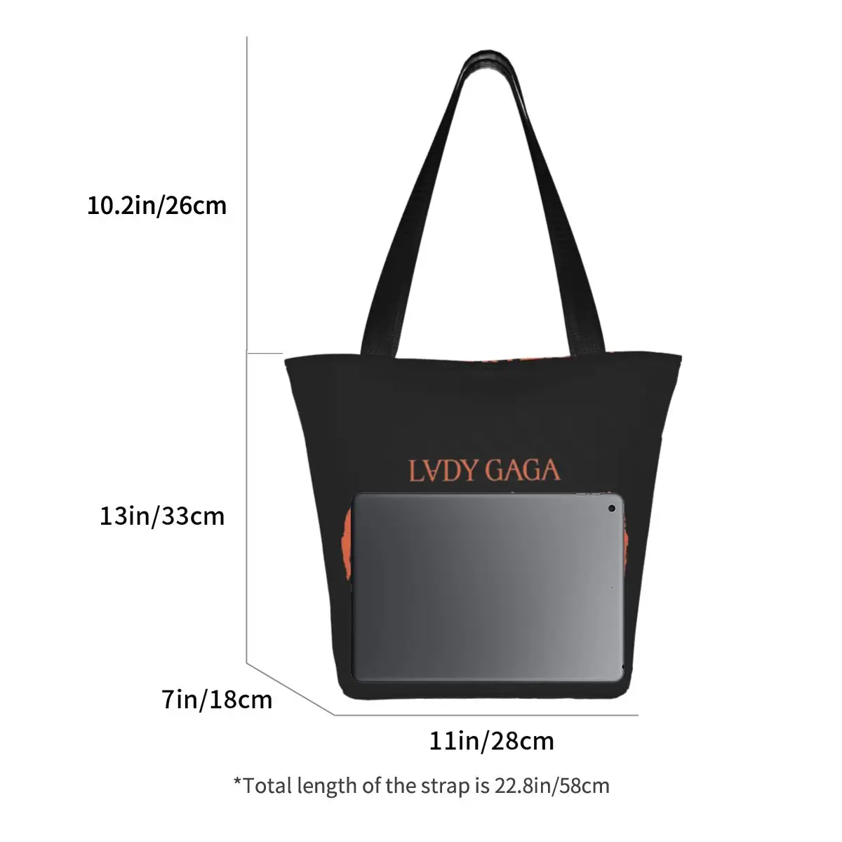 【未開封品】LadyGaga レディガガ MAYHEM トートバッグ黒 Lady Gaga Mayhem 2025 Album Tote Bag For Women Shoulder Bag Zipper