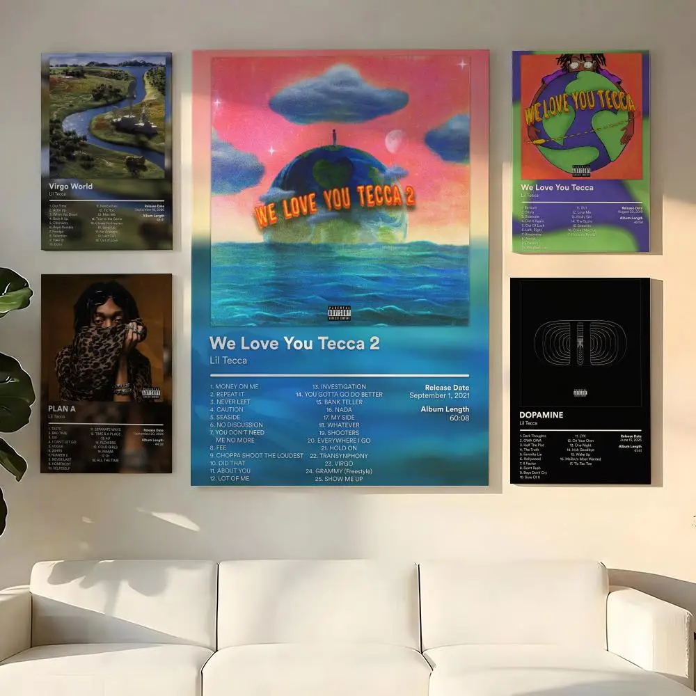Singer Rapper L-Lil Tecca Album Cover Painting Calligraphy Wooden Framed Canvas Poster Wall Art HD Waterproof Print Home Decor