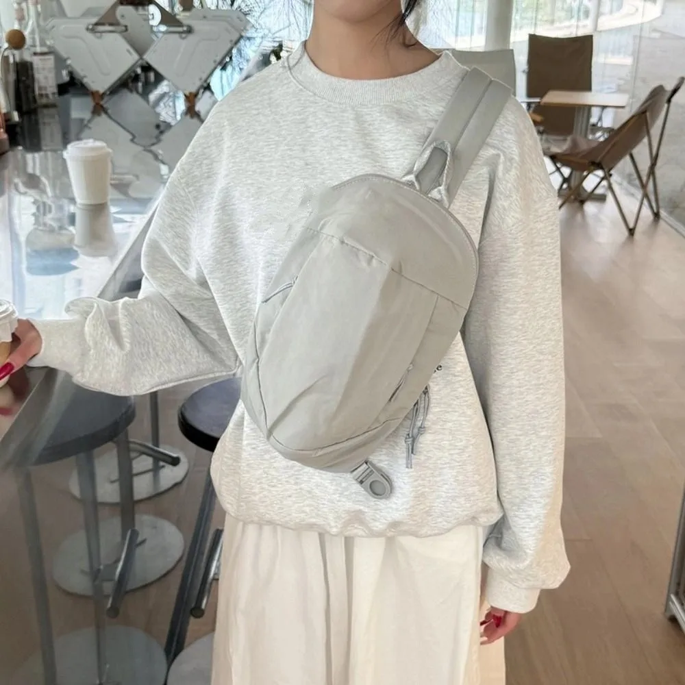 

Solid Color Nylon Shoulder Bag Large Capacity Lightweight Sports Crossbody Bag Korean Style Multifunctional Outdoor Chest Bag