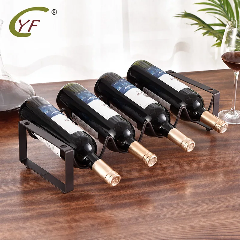 European-style simple three-bottle red wine rack, home bar stackable iron wine bottle rack, wine display rack