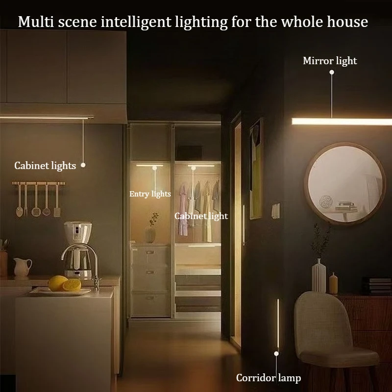 لاسلكي LED مصباح لجهاز الاستشعار قابلة للشحن ضوء الليل خزانة ضوء الليل المطبخ غرفة نوم خزانة الدرج الخلفية شريط إضاءة LED