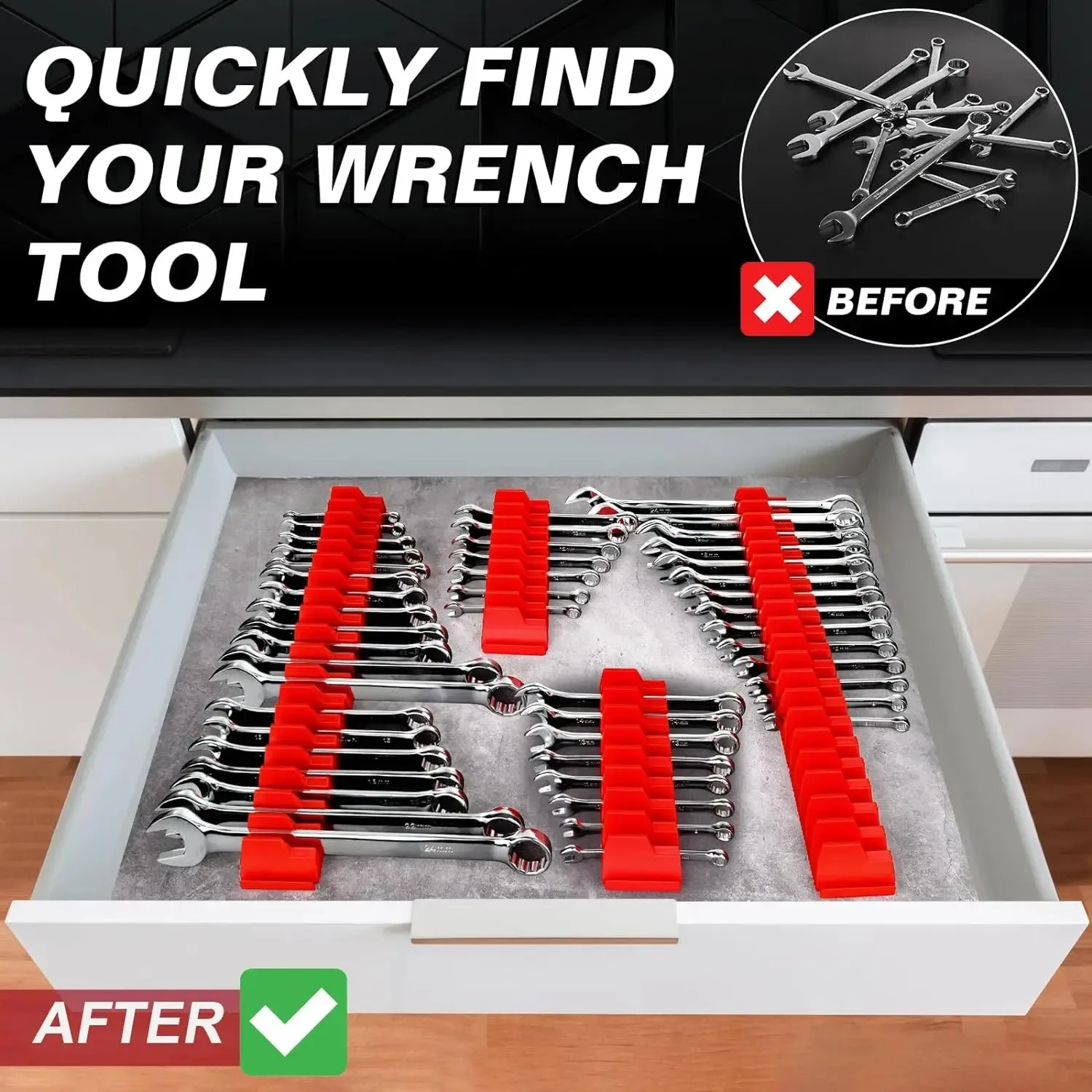 20pcs Wrench Pro Upright Storage Organizer Wrenches Magnetic Hexagonal Head Style - Modular Toolbox Holder Made Durable Plastic