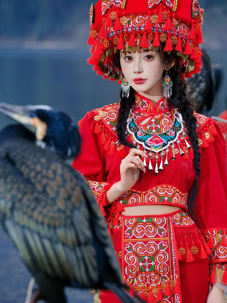 

Ethnic costumes for women exotic red wedding dresses couple sets travel photography