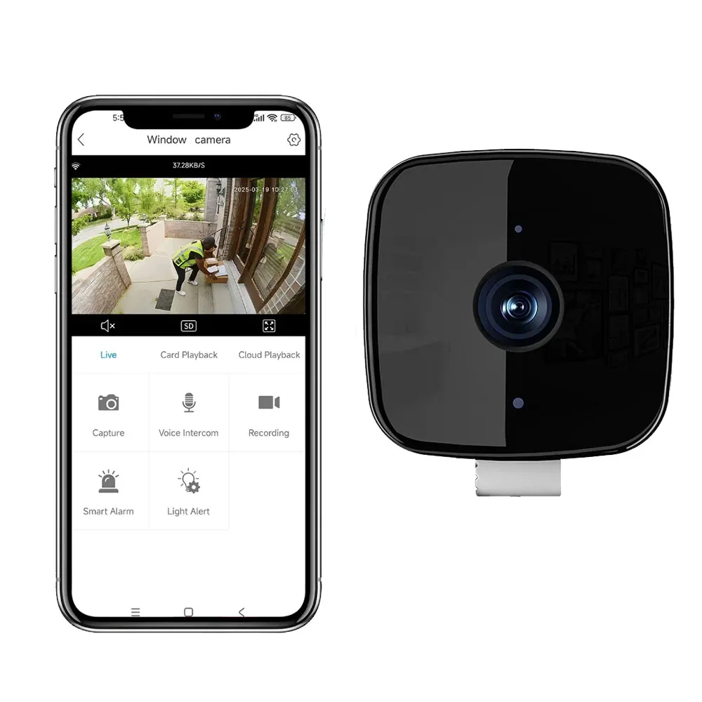 1080P WiFi Window Camera Full Color Night Vision Two-Way Audio Through Window Indoor Home Security Baby Monitor Camera image 3