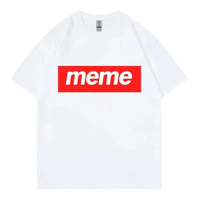 Red Box Logo Meme T-shirt High Quality Fashion Oversized T-shirts Men Women Casual Cotton Short Sleeve T Shirt Summer Streetwear