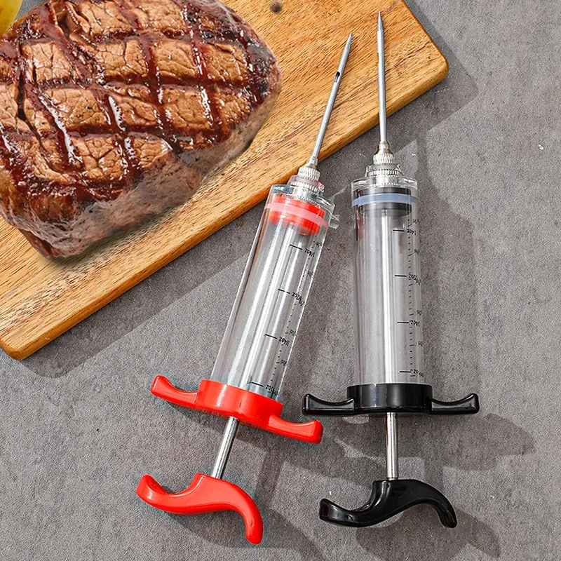 Flavor Needle BBQ Meat Syringe Marinade Injector Pork Steak Meat Sauces Syringes With 3 Stainless Steel Needles Kitchen Gadgets