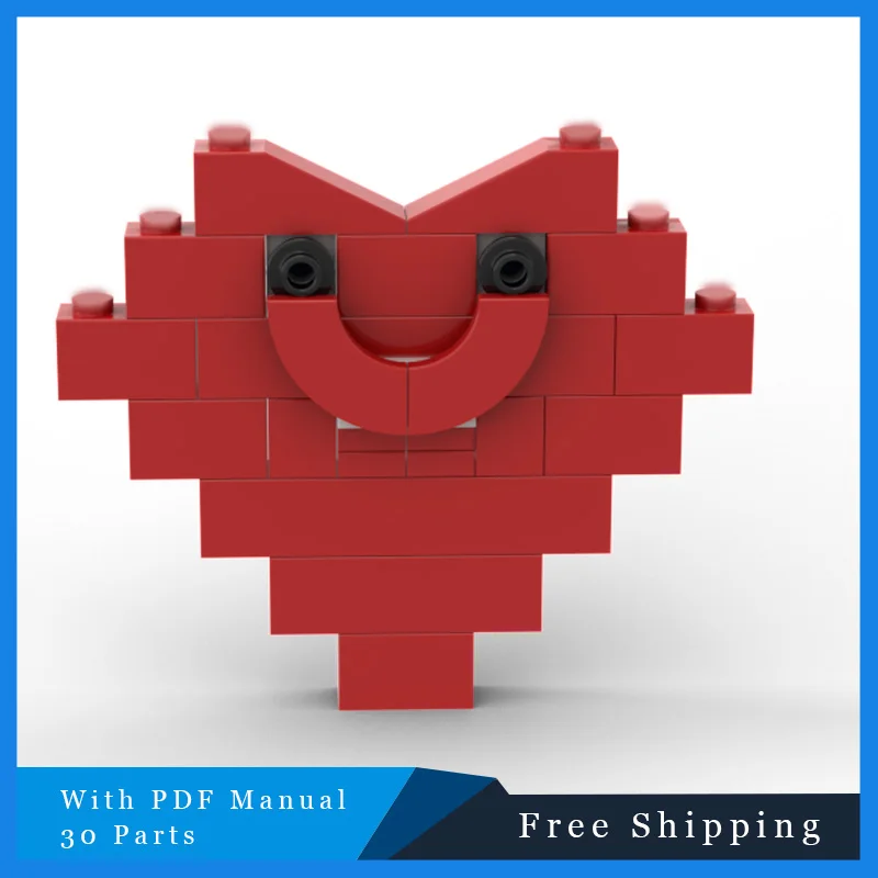 

30 шт. MOC красные декоративные строительные блоки в форме сердца, праздничный рождественский подарок для мальчиков и девочек, вдохновляющий неограниченный креативный строительный набор
