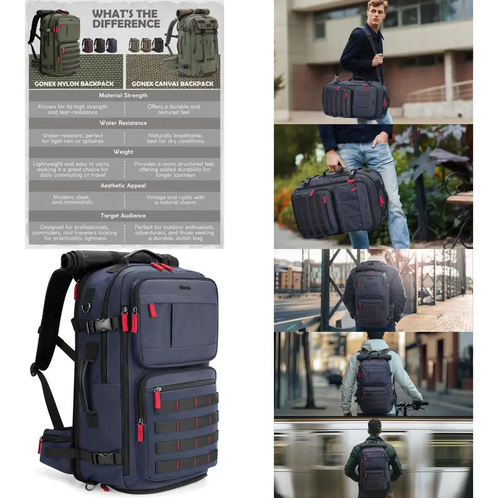 Large Capacity Convertible Laptop Bag for Men & Women, Durable for Work and Weekend Travel - Blue