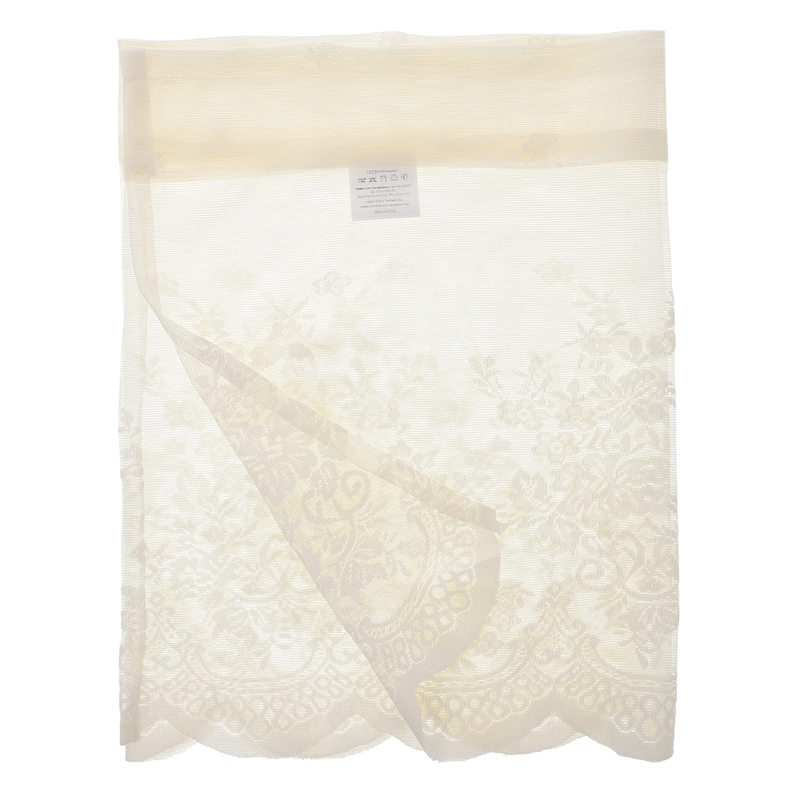 Rideaux en dentelle courts décoratifs résistants au soleil, transmetteurs de la lumière ventilés pour cuisine, balcon, toilettes, 130x41cm, Beige