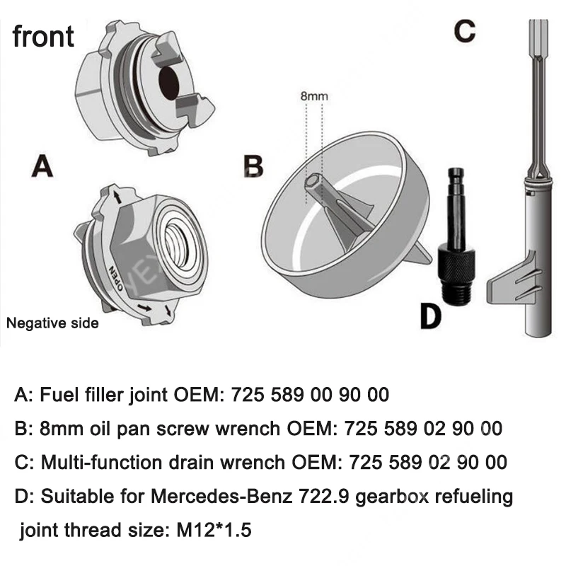 Transmission Oil Filler Tool For Mercedes Benz 725.0 9-speed Oil Change Tools Adapter Set