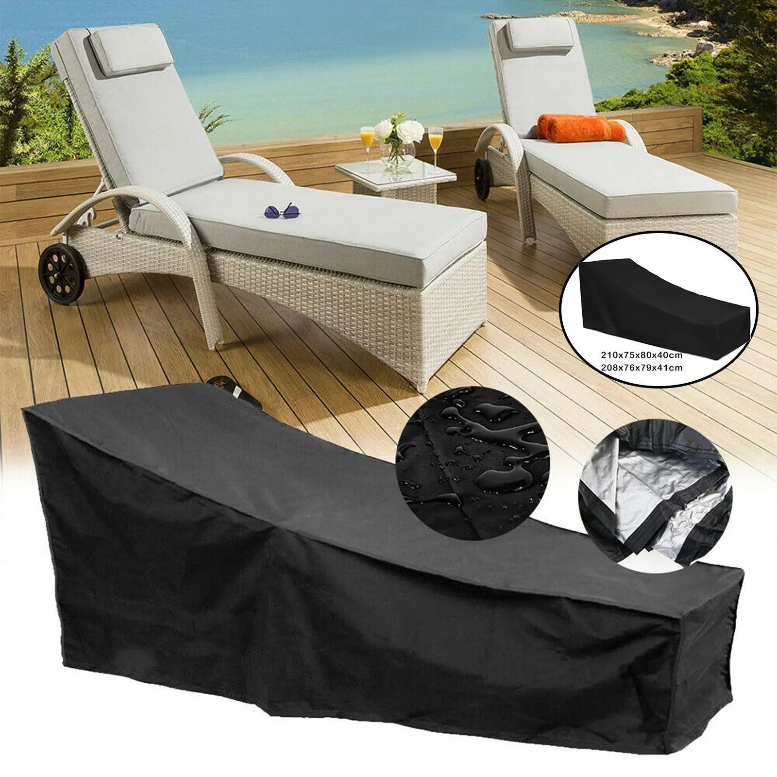 Foldable Cover Waterproof Outdoor Garden Lounger Deck Chair Protector