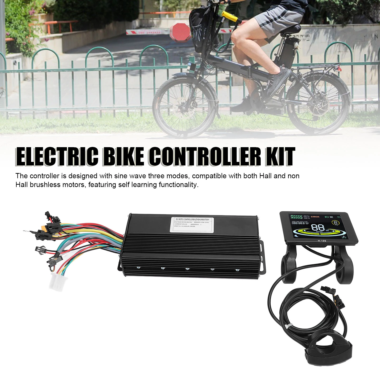 

40A 3 Modes Sine Wave Controller with LCD Color Screen Display Panel Aluminum Alloy ABS Conversion Kit for Electric Bike Scooter