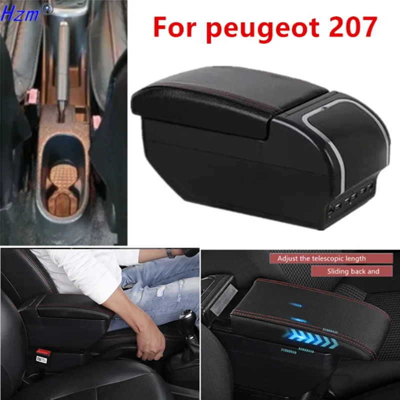 For Peugeot 207 Armrest Box for Peugeot 207 CC Car Armrest Box Central Storage Box Interior Dedicated Retrofit Car Accessories