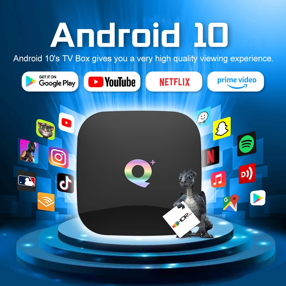 Q PLUS TV Box 4-core 3D Graphics Acceleration 4G DDR Ultra High Speed Running Ultra HD 6K Android 10 Media Player Set-top box