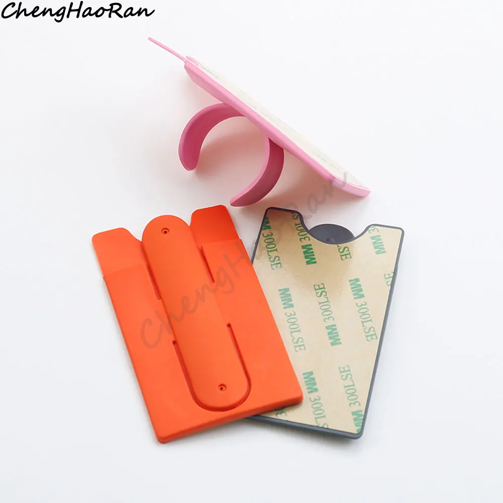1 Piece Silicone Phone Holder Colourful ID Card Cover Wallet Case For Phone Back Sticky Phone Holder Universal Accessories
