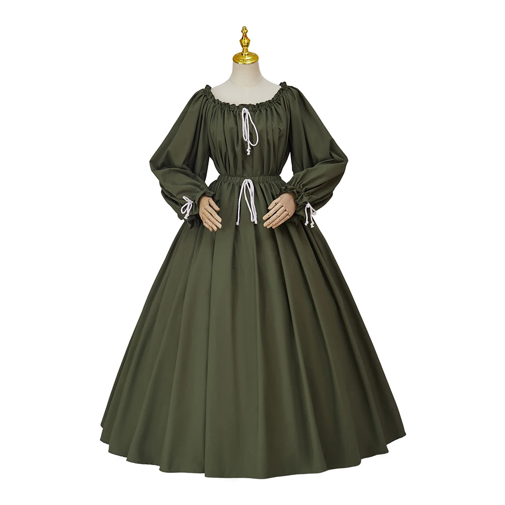 18th Century Victorian Civil War Green Dress Women Vintage Victorian Edwardian Ball Gown Costume Theater Performance Dress