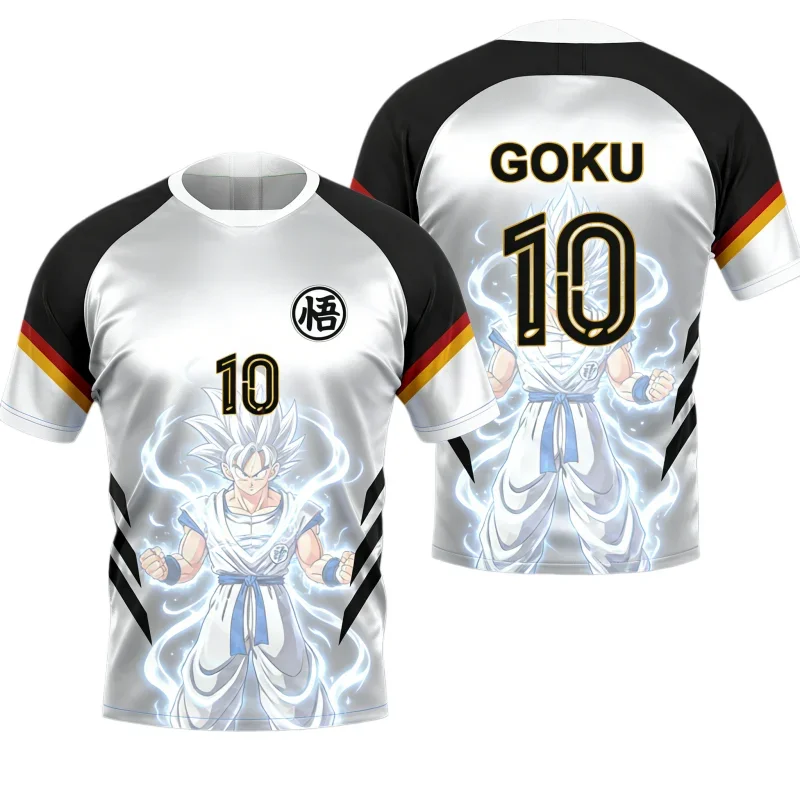 2026 Summer Dragon Ball Goku Base Form Glow Effect Retro Quick Dry Sports T-Shirt Adult Kids Oversized Casual Short Sleeve