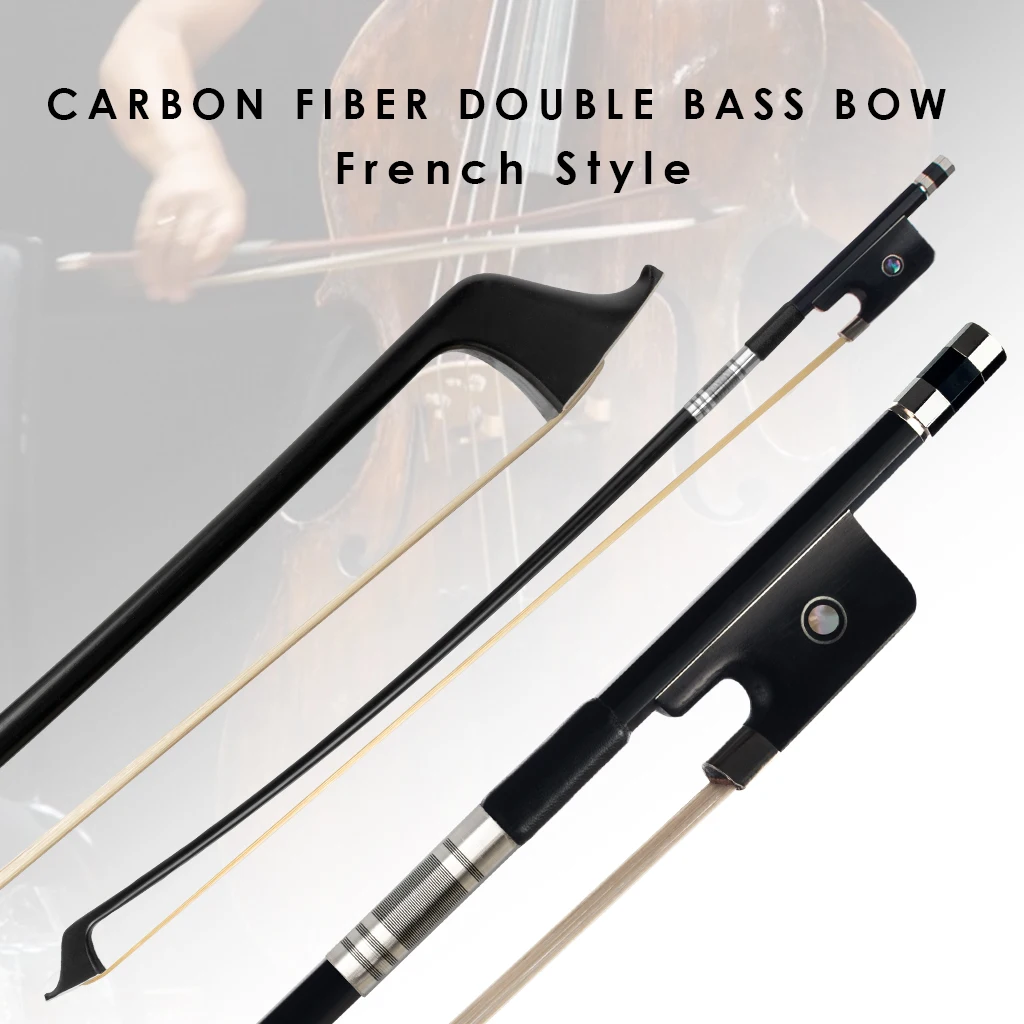 NAOMI French Style High Quality Carbon Fiber Double Bass Contrabass Bow 4/4 White AAA Grade Horse Hair Ebony Frog Fast Response