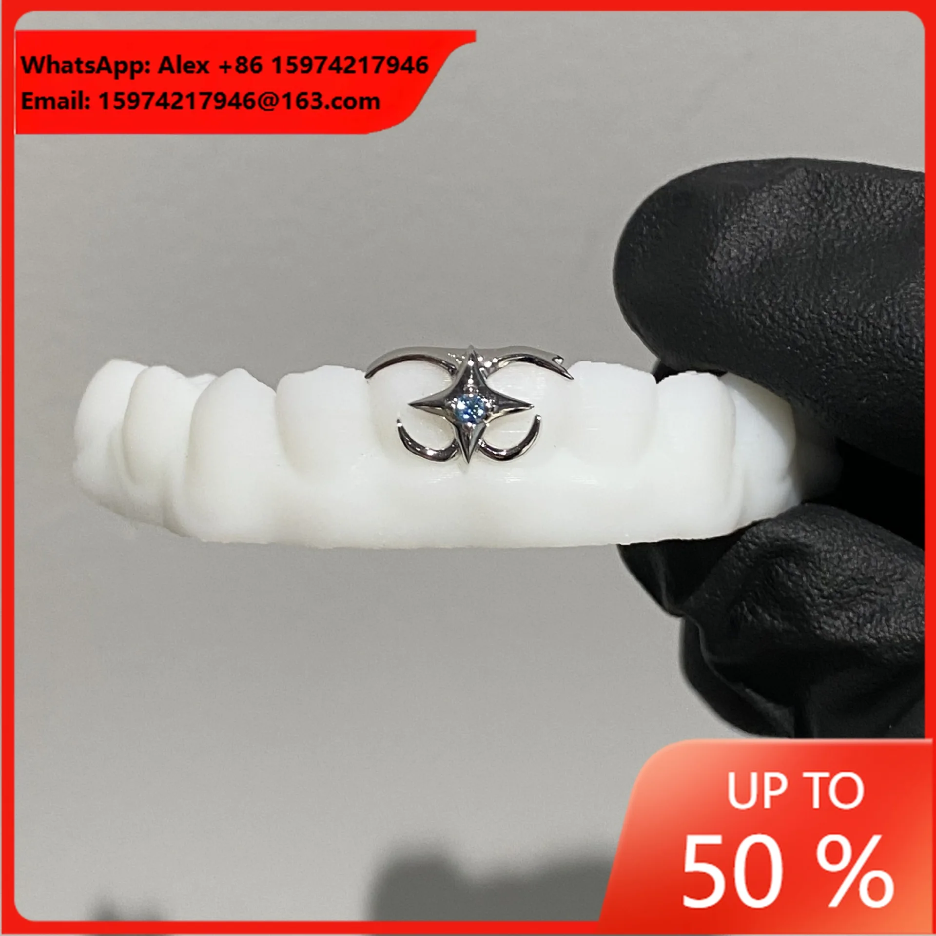 Blue Diamond X Grill Bottom 2 European And American Cross-border Hot-selling Grillz