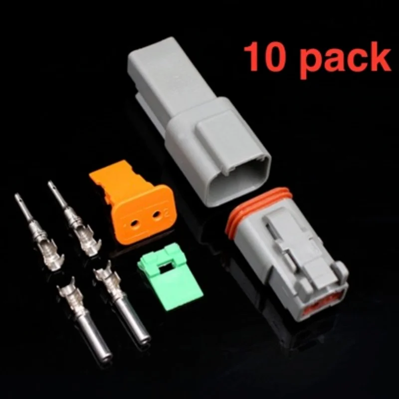 10 Set Wire Connector Waterproof Deutsch Connector DT 2Way Pin Male/Female Kit Electrical Plug Electrical Terminals for Cable
