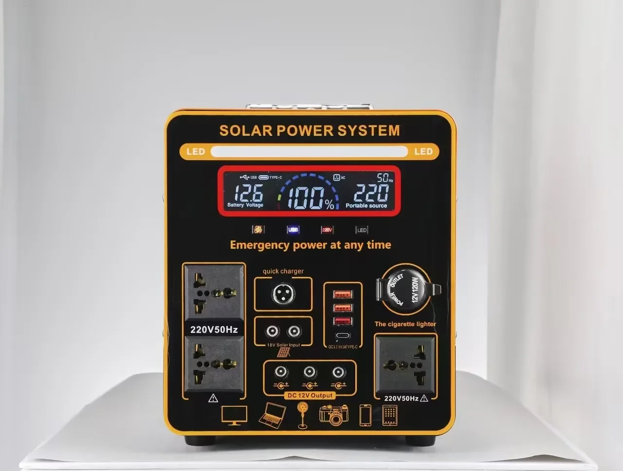 

Экономичный дизайн логотипа на заказ Портативное зарядное устройство для солнечных батарей Портативный небольшой аварийный уличный мобильный источник питания 220 В