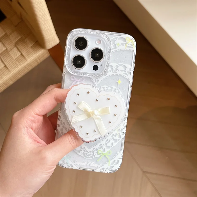 Korean Lace Heart Painting Phone Case For iPhone 16 Pro 14 13 15 Pro Max Cover with Heart Stand Holder Girp Simple Cute Cases - AliExpress 202192403 Korean Lace Heart Painting Phone Case For iPhone 16 Pro 14 13 15 Pro Max Cover with Heart Stand Holder Girp Simple Cute Cases - AliExpress 202192403