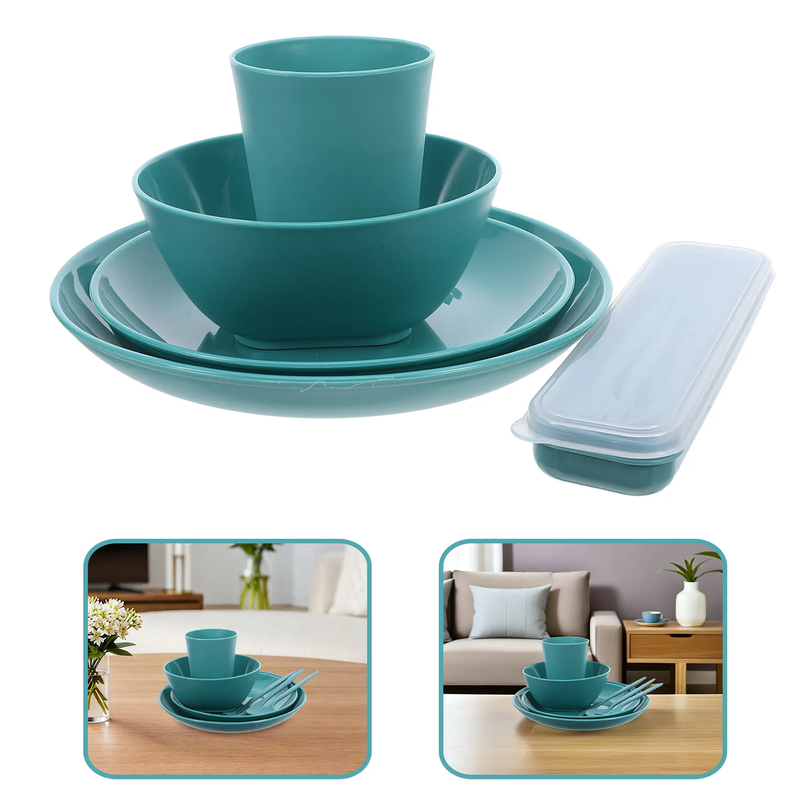 

Sustainable Wheat Straw Tableware Set Dinnerware Plates Bowls Cups Portable Outdoor Dining Cutlery Elegant Design