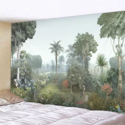 Tropical rainforest tapestry European style jungle wall hanging living room tapestry home wall decoration bed sheets picnic mats
