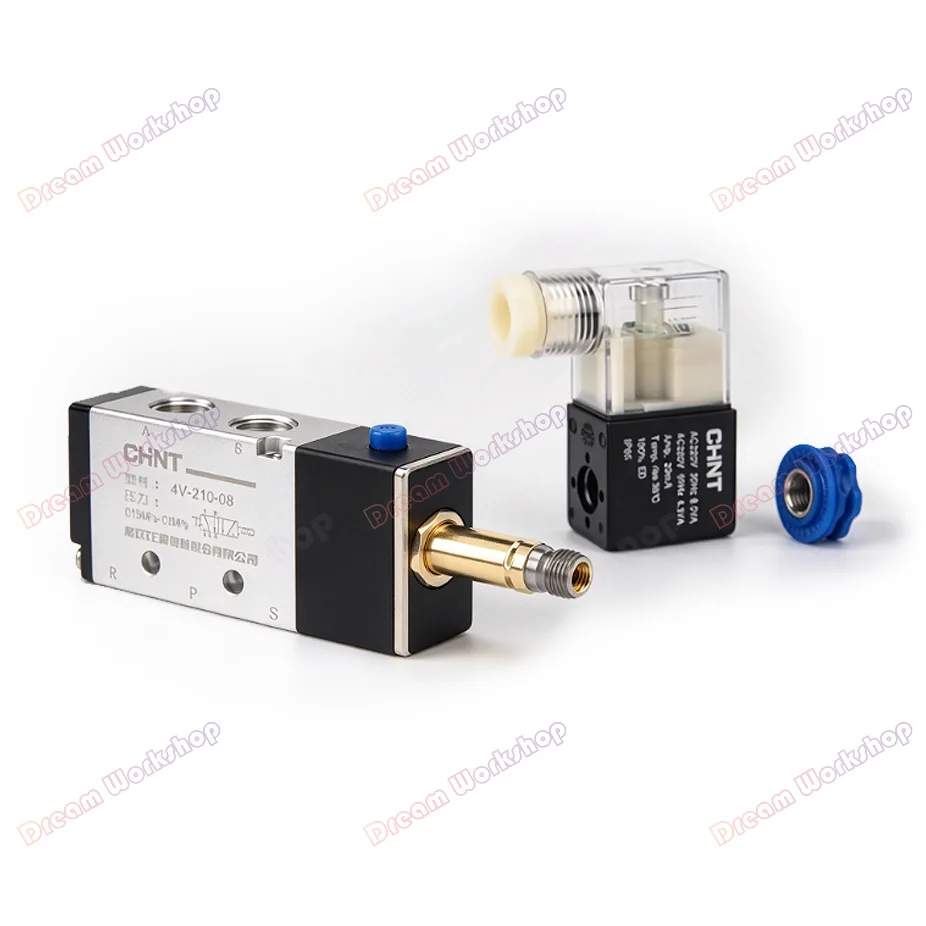 4V110-06 1/8 CHNT Air Solenoid Valve 5 Way Port 2 Position  Tool change Pneumatic Electric Magnetic Valves DC12V 24V 110V 220V