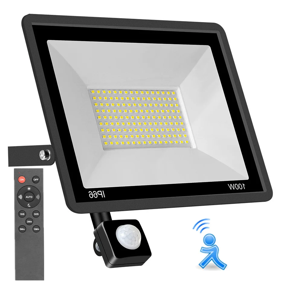 Remote Control LED Floodlight PIR Motion Sensor Outdoor Led Reflector 220V 10W 20W 30W 50W 100W Waterproof Garden Street Light