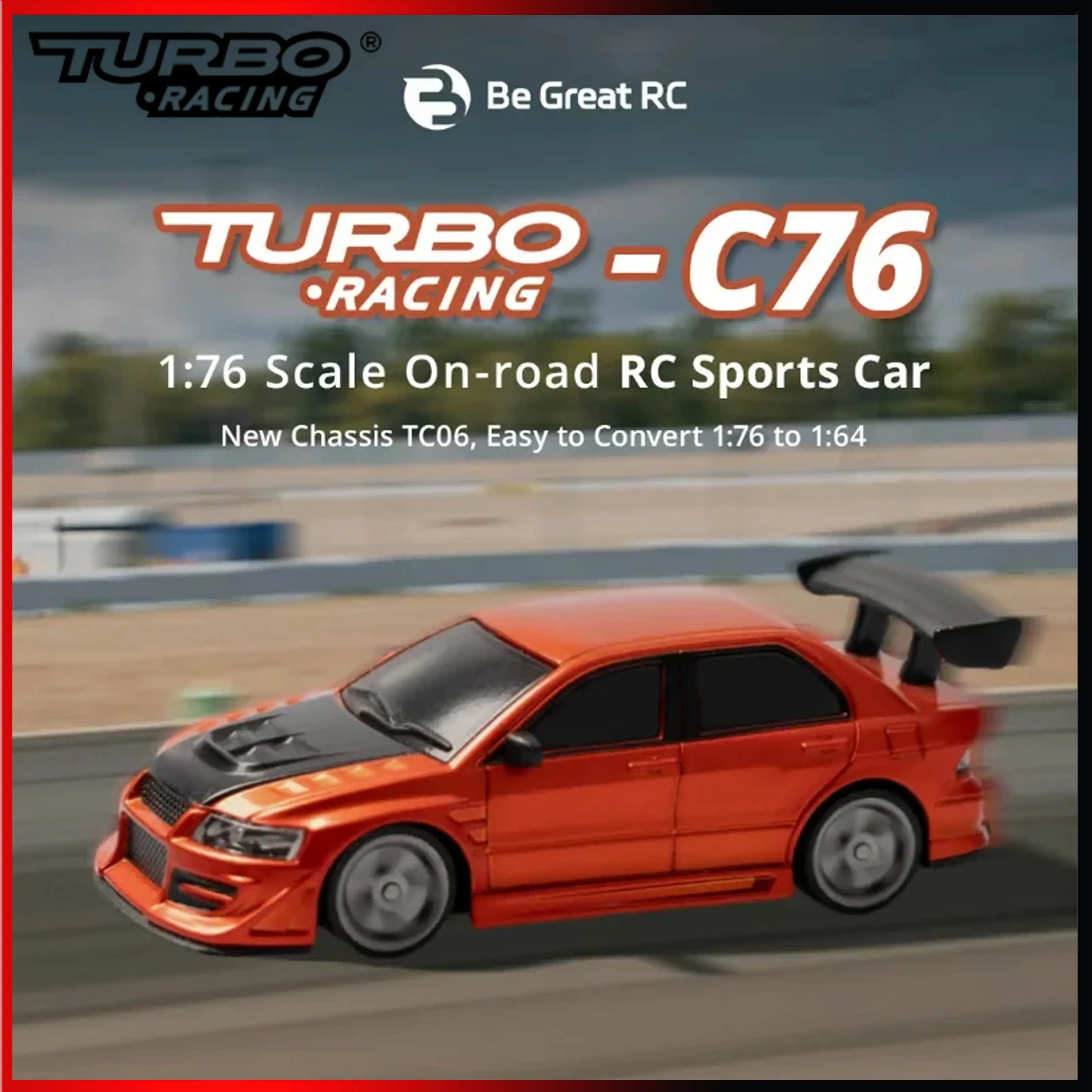 Turbo Racing 1/76 C76 Drift Car High Speed Mini Remote Control On-road Desktop Portable Model for Adult Kids Children's Gift DIY