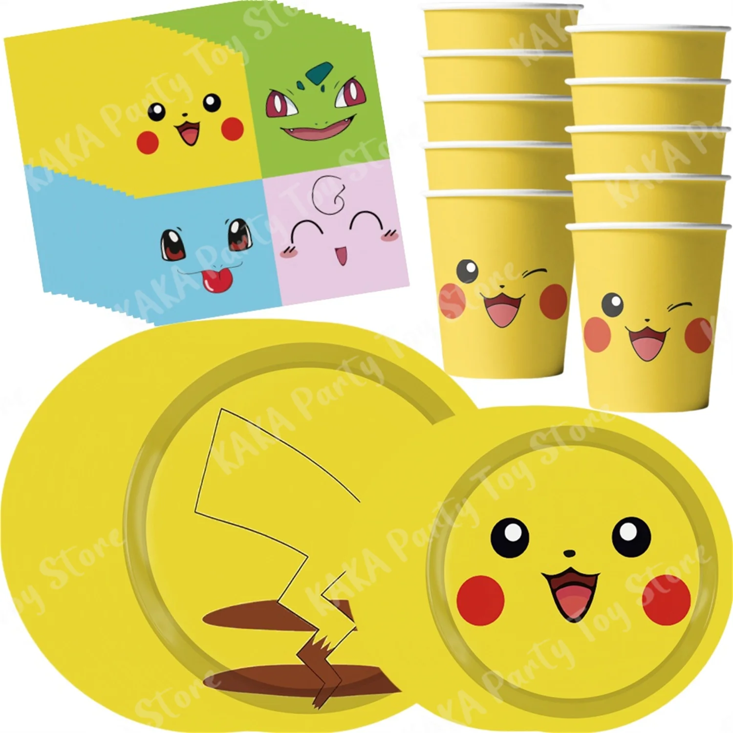 Pokemon Birthday Party Decorations Cartoon Pikachu Paper Disposable Tableware Cup Plate Napkin Set For Kids Boy Party Supplies