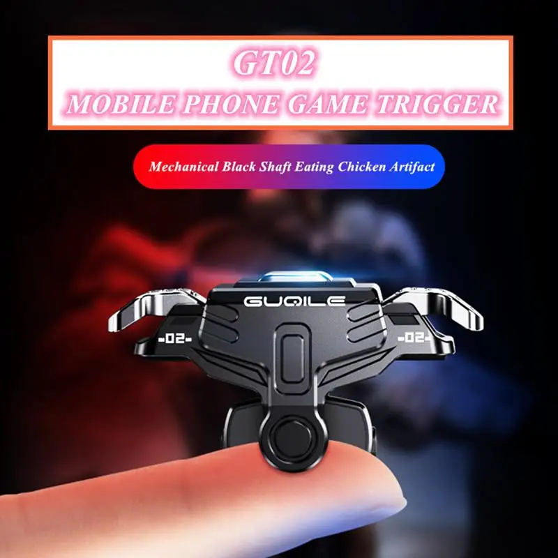 Gt02 Joystick de Tiro Móvel, Game Trigger, Compatível para Pubg Aim, Controlador de Botão de Tiro, Gamepad para iPhone, Android, 2PCs